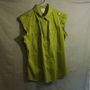 WORTHINGTON STRETCH button down sz L  green